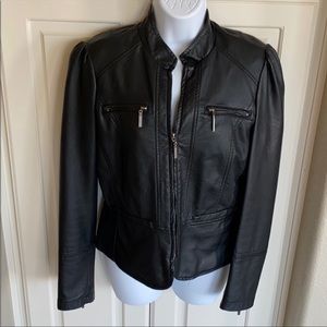 Faux leather zip up jacket